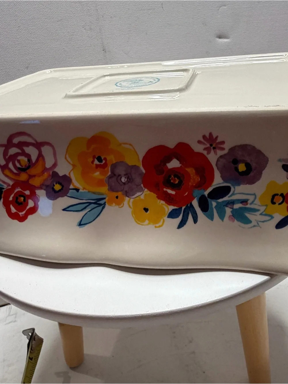 The Pioneer Woman Floral Ceramic Tray in Red, Yellow, Purple, Blue